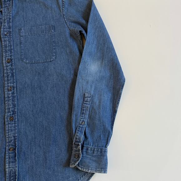 Club Monaco Slim Fit Denim Chambray Button Front Shirt Long Sleeve Size XS EUC - Picture 11 of 11